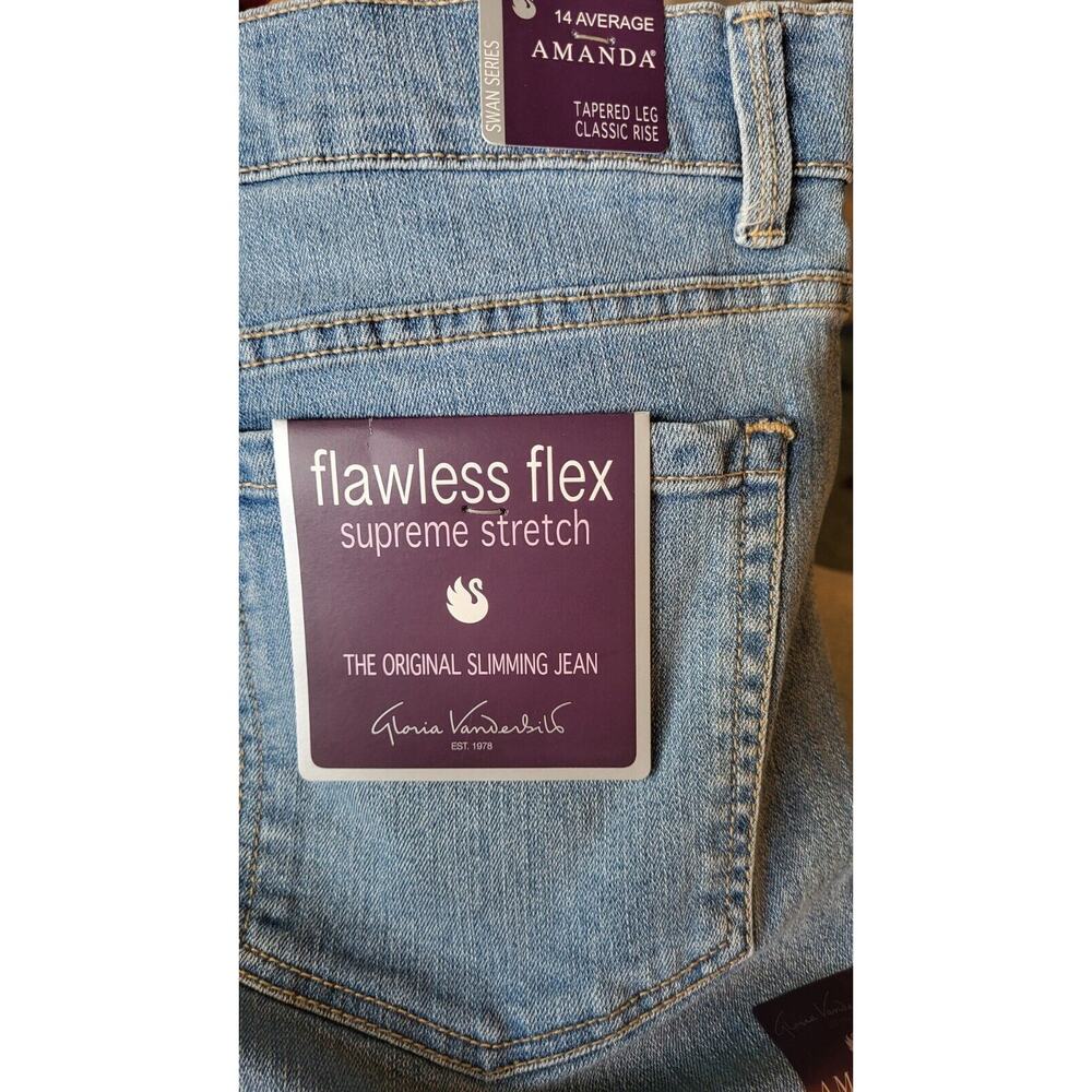 Gloria Vanderbilt Amanda Jeans Lt Wash Size 14 Stretch Classic Fit/Tapered Leg - Picture 11 of 13